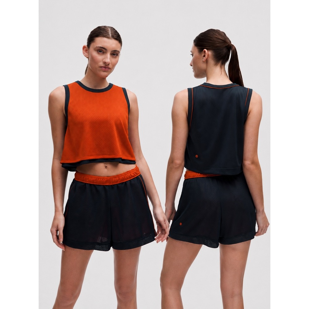 Lululemon Double-Layered Mesh Reversible Tank Top in True Navy and Autumn Rust S